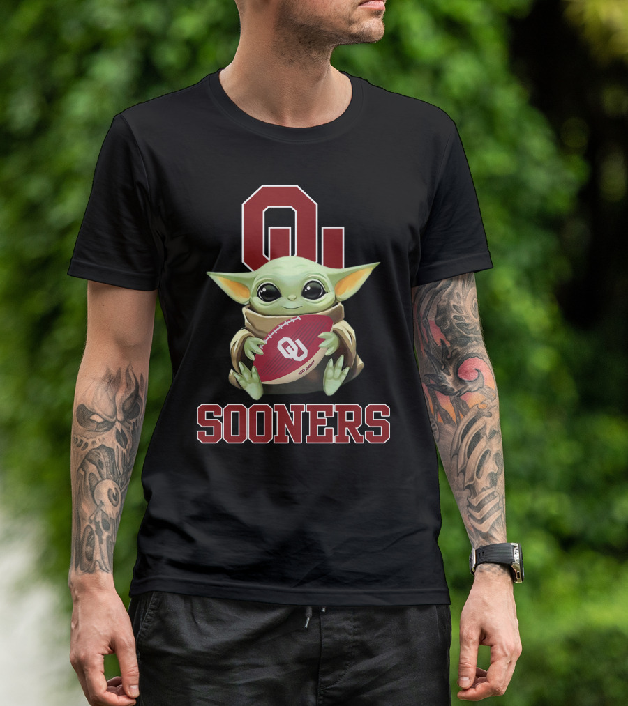 Ou Sooners Baby Yoda Football T-Shirt