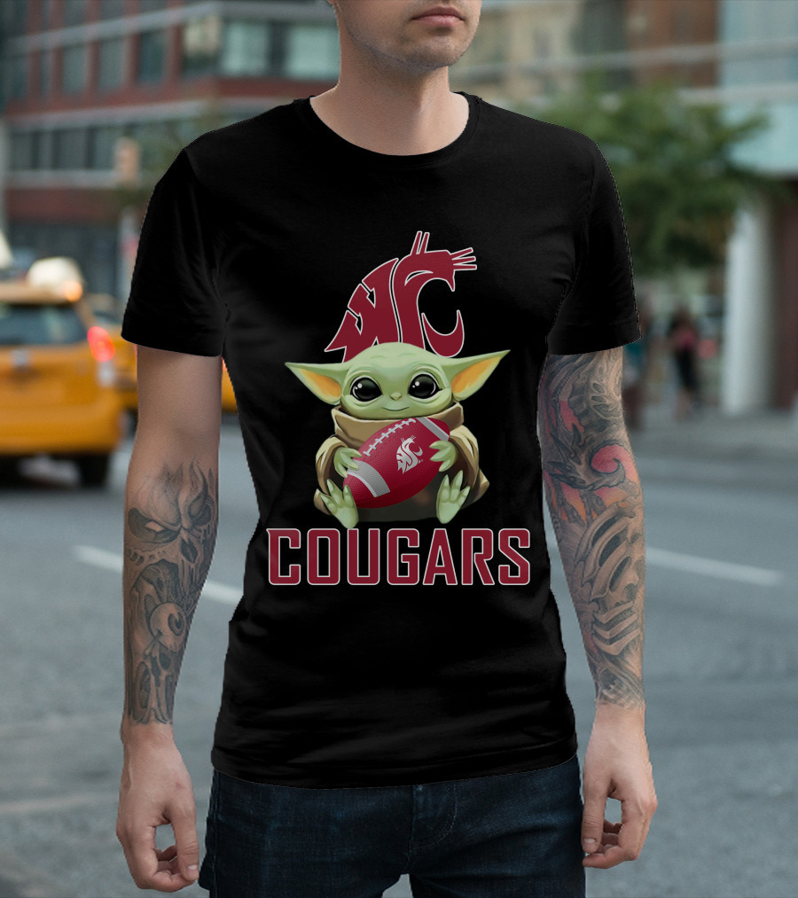 Washington State Cougars Baby Yoda Football T-Shirt
