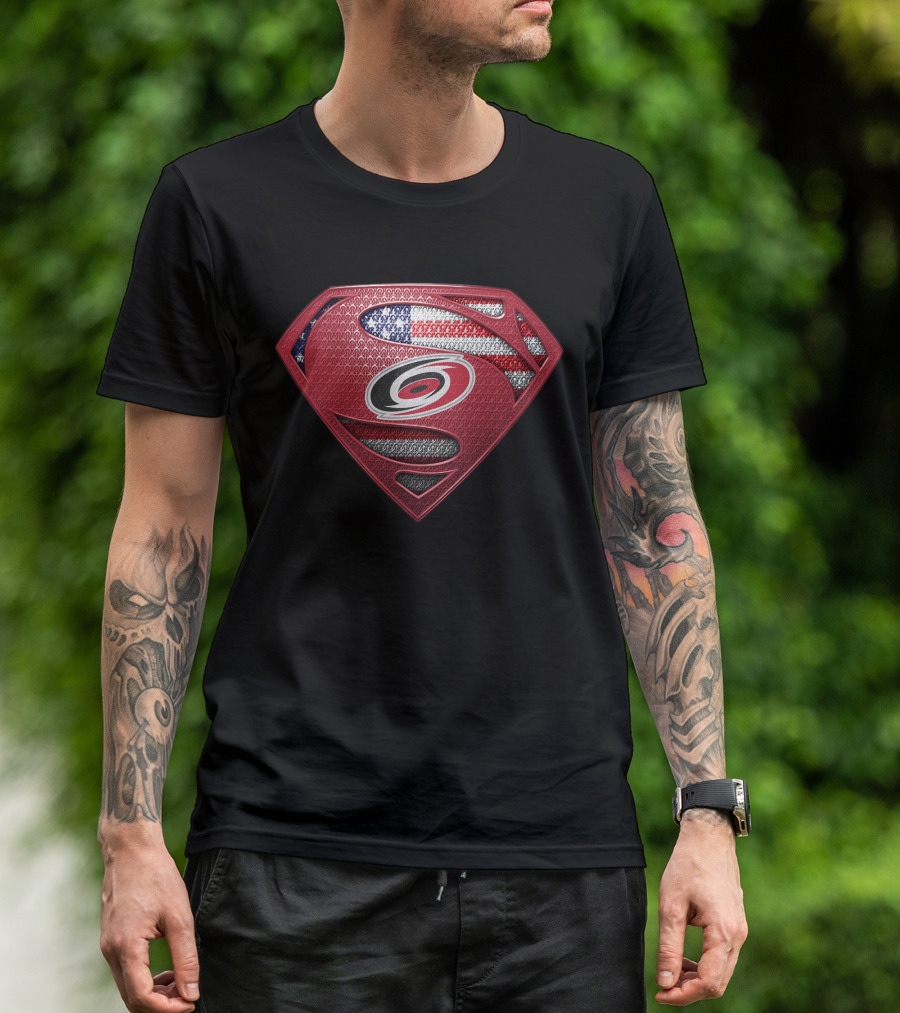 Carolina Hurricanes American Flag Superman T-Shirt