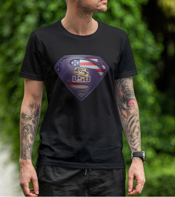Lsu Tigers Superman American Flag T-Shirt