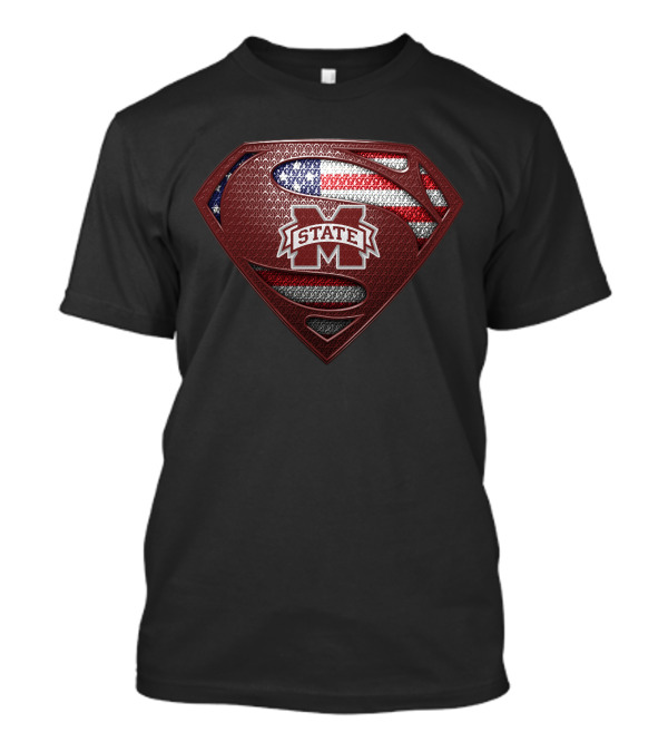 Mississippi State Bulldogs Superman American Flag T-Shirt