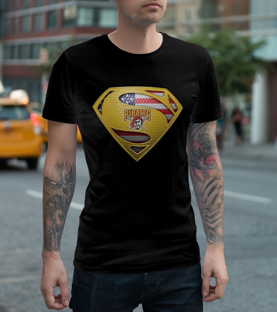 Pittsburgh Pirates Superman Shield American Flag T-Shirt