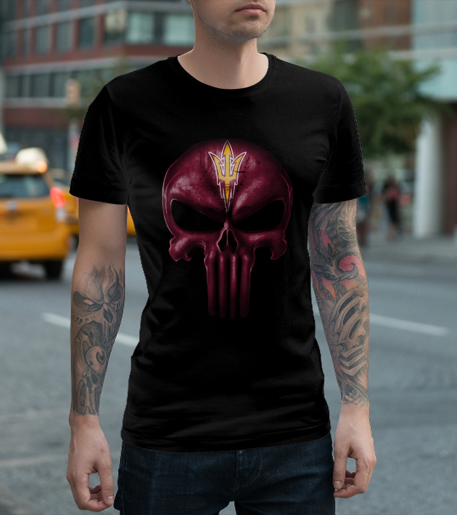 Arizona State Sun Devils Punisher Skull T-Shirt