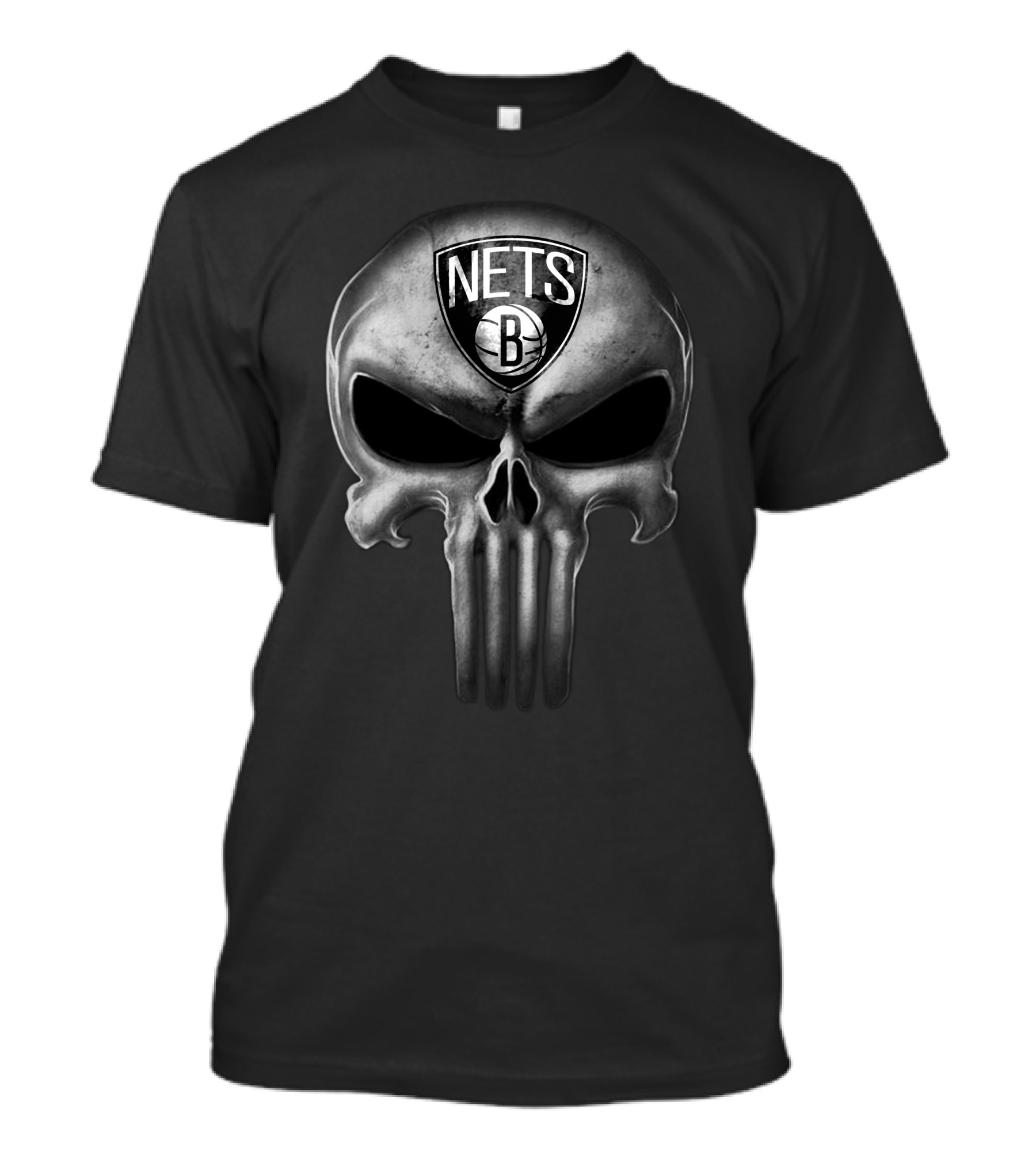 Brooklyn Nets Skull Punisher Style T-Shirt