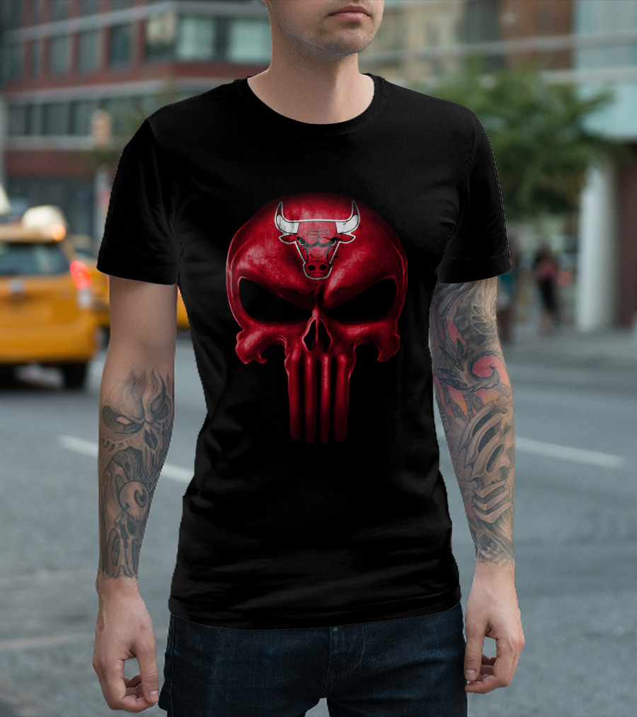 Chicago Bulls Logo Red Skull T-Shirt