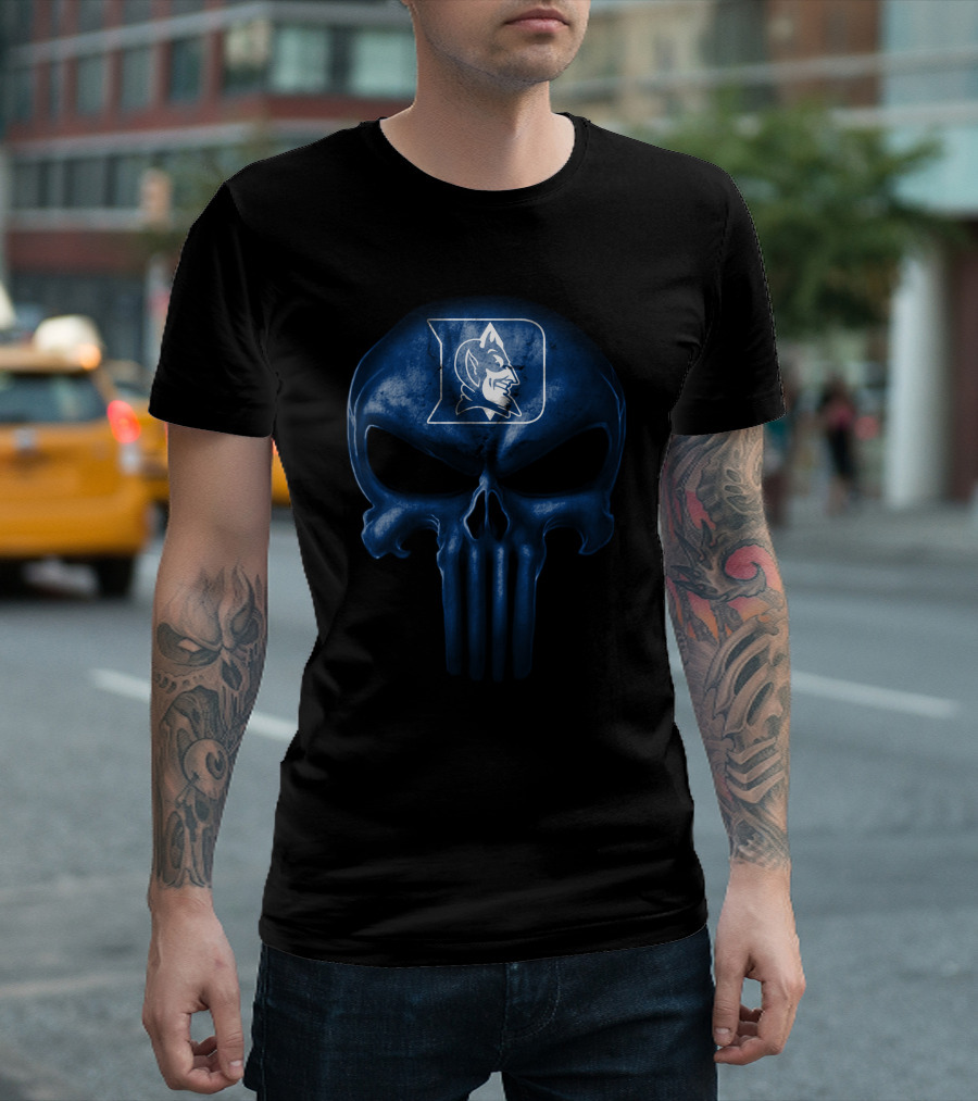 Duke Blue Devils Skull Punisher Style T-Shirt