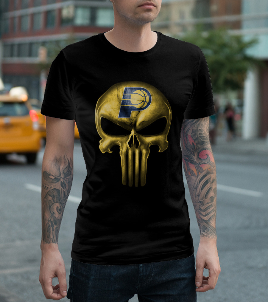 Indiana Pacers Skull Logo Basketball Fusion T-Shirt