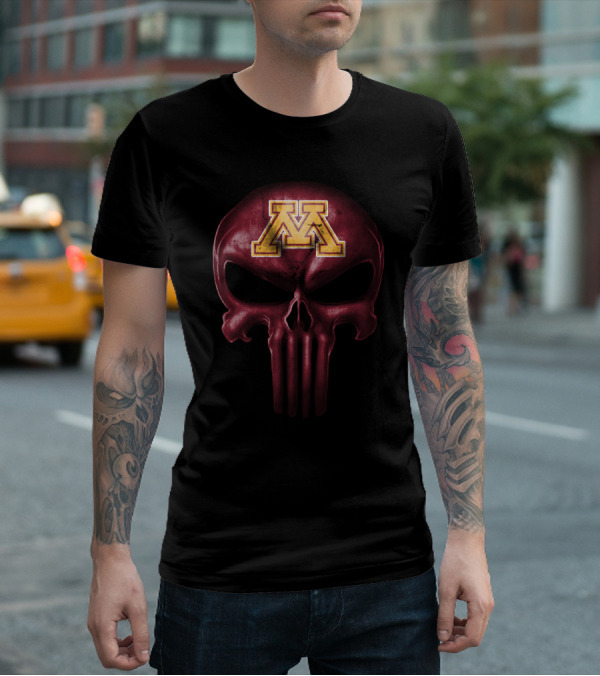 Minnesota Golden Gophers M Logo Skull T-Shirt