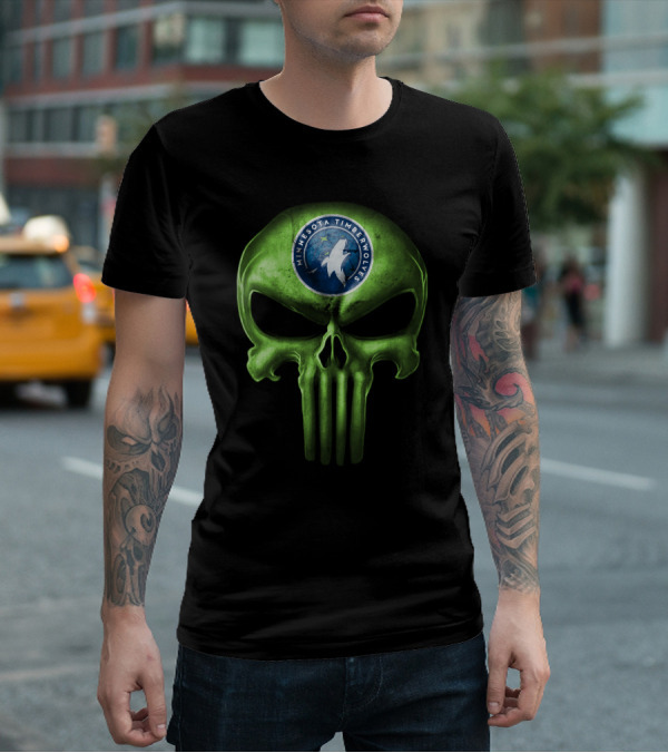 Minnesota Timberwolves Skull Emblem Dark Green T-Shirt