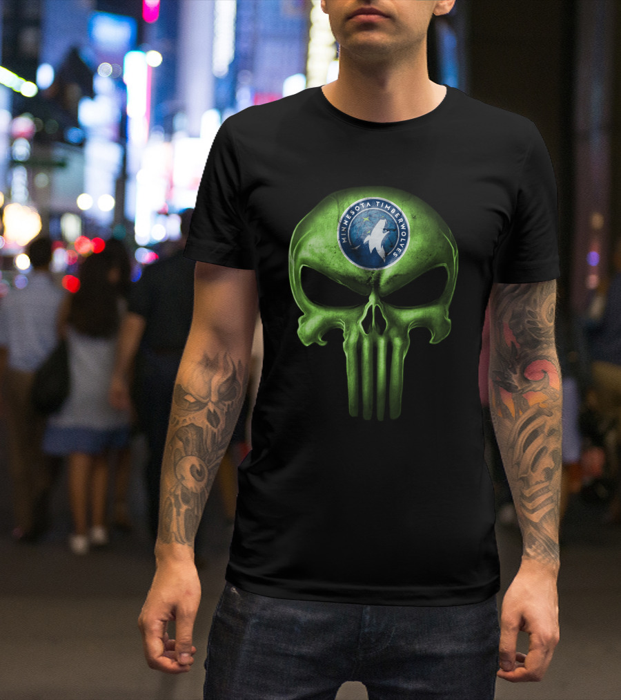 Minnesota Timberwolves Skull Emblem Dark Green T-Shirt