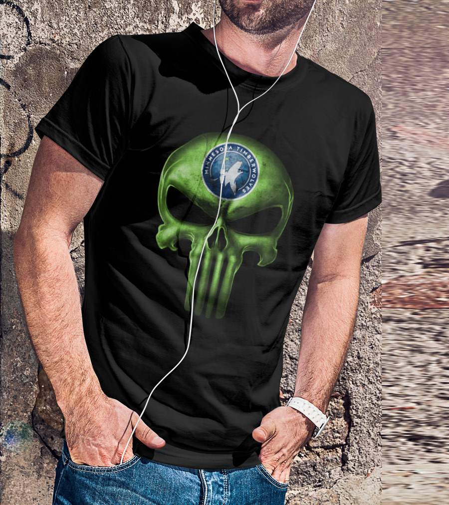 Minnesota Timberwolves Skull Emblem Dark Green T-Shirt