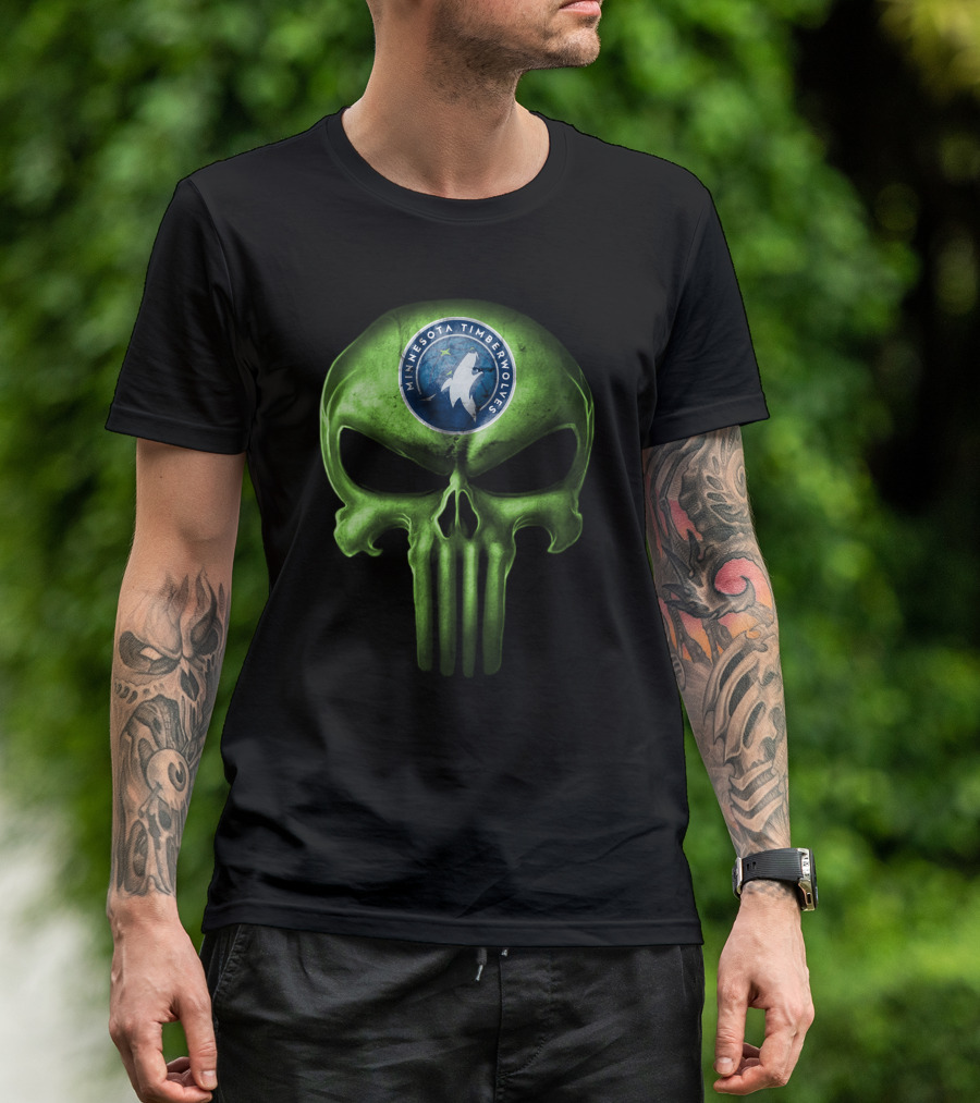Minnesota Timberwolves Skull Emblem Dark Green T-Shirt