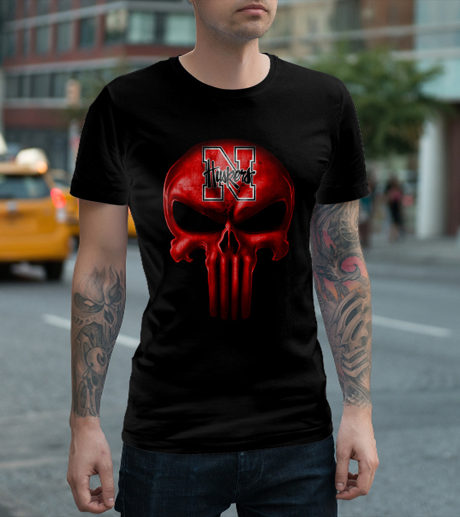 Nebraska Cornhuskers N Huskers Skull T-Shirt
