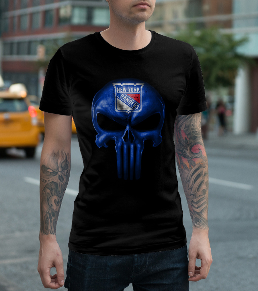 New York Rangers Skull Punisher Logo Fusion T-Shirt