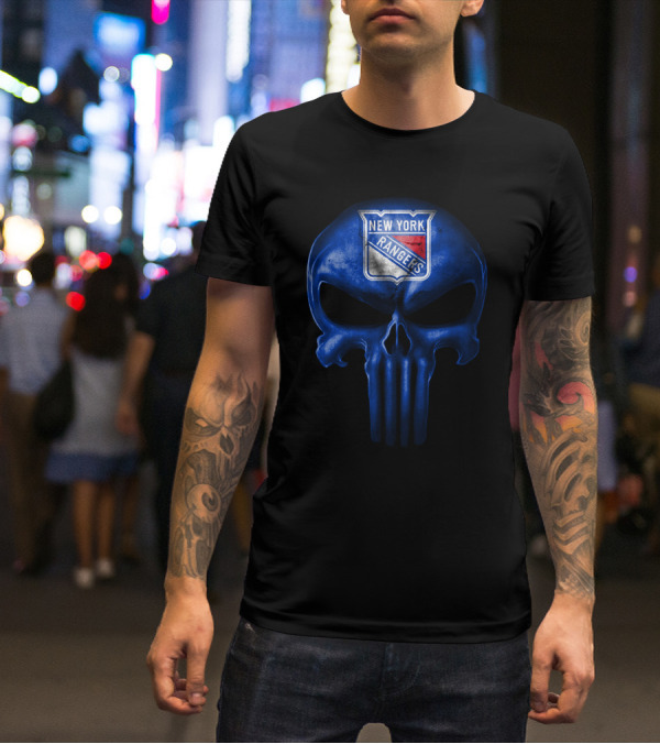 New York Rangers Skull Punisher Logo Fusion T-Shirt