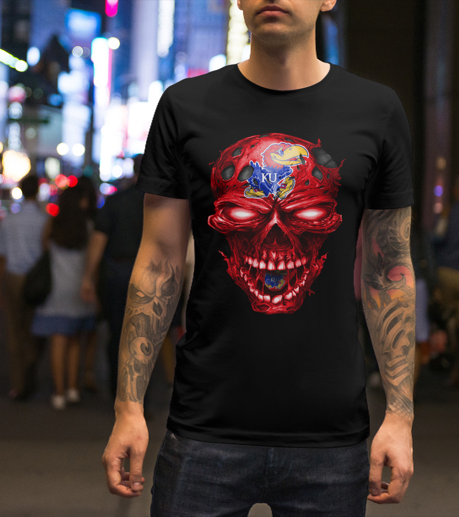 Ku Kansas Jayhawks Skull T-Shirt