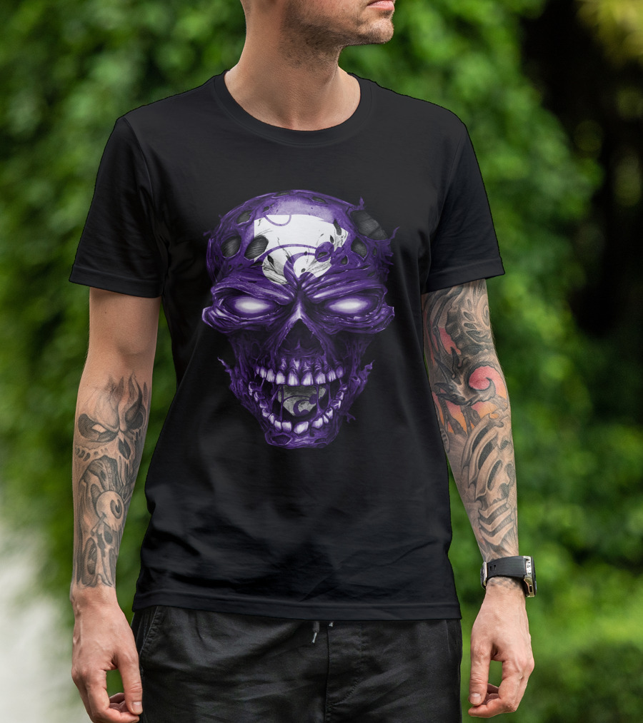 Kansas State Wildcats Purple Skull With Team T-Shirt