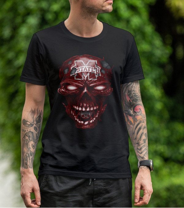 Mississippi State Bulldogs Skull Design With M State T-Shirt