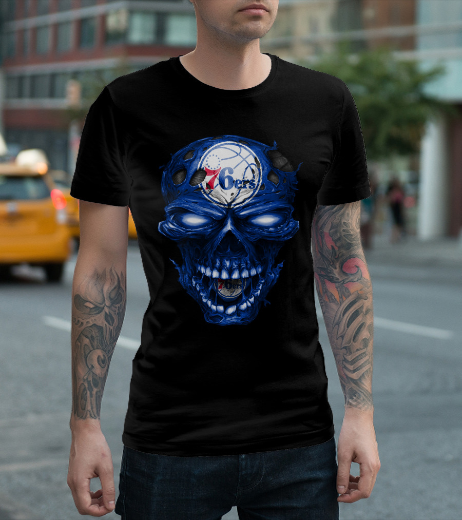 Philadelphia 76ers Skull Basketball T-Shirt