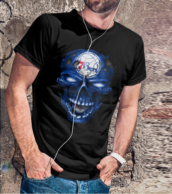 Philadelphia 76ers Skull Basketball T-Shirt