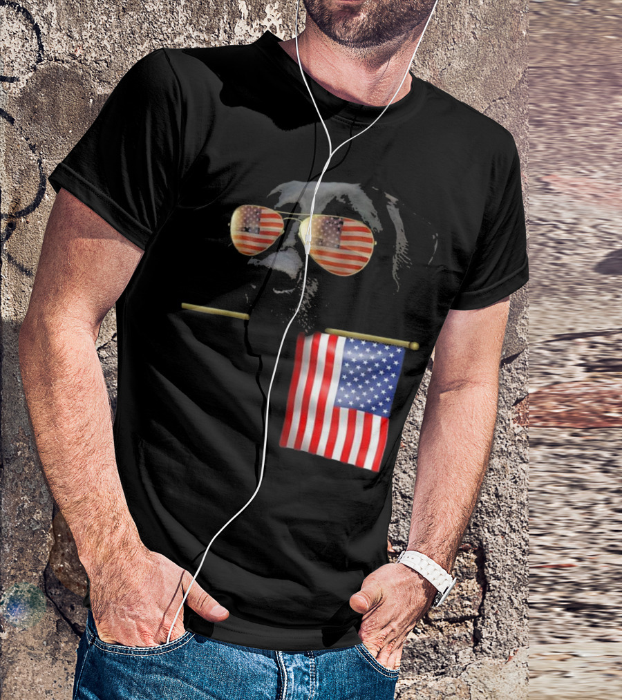 Patriotic Labrador With American Flag Shades Fourth Of July T-Shirt