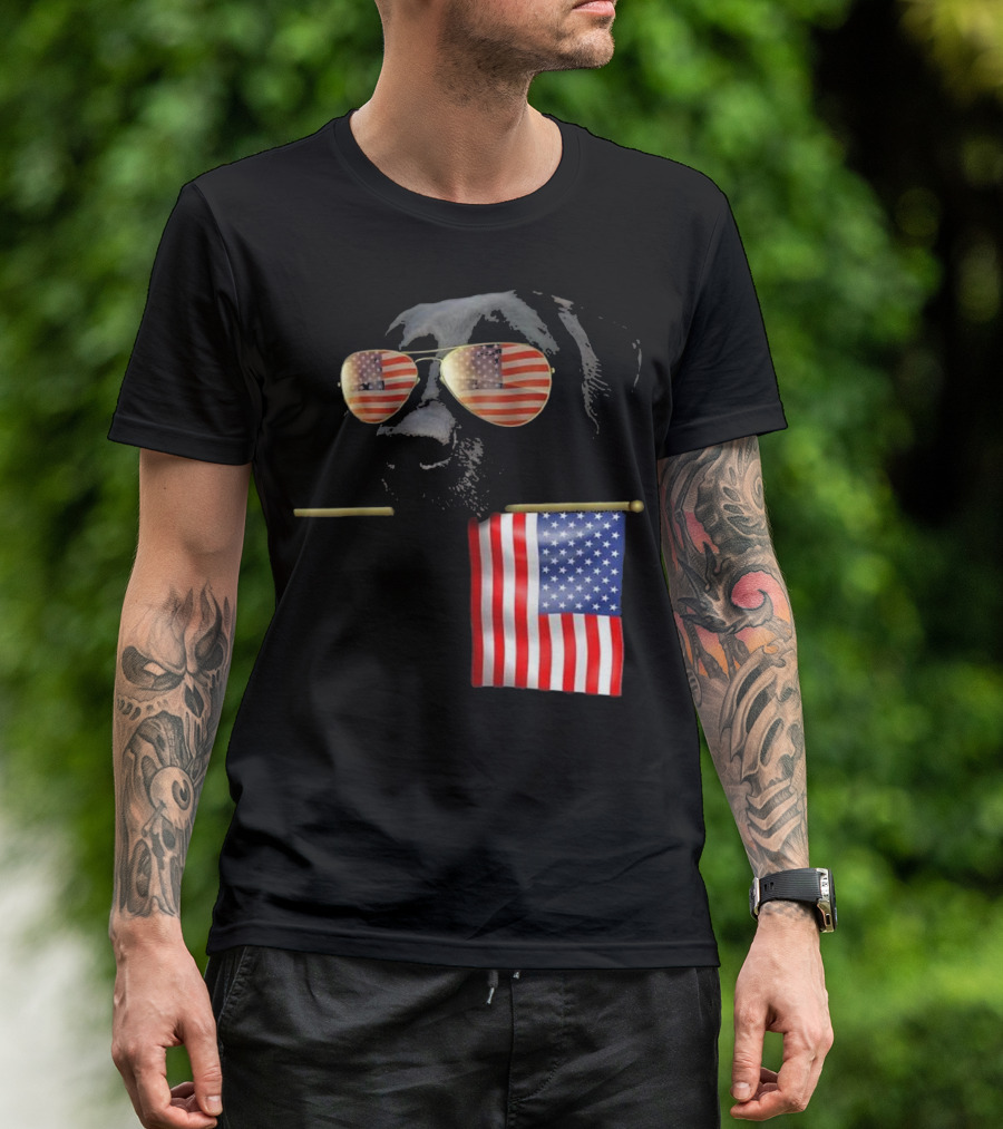 Patriotic Labrador With American Flag Shades Fourth Of July T-Shirt