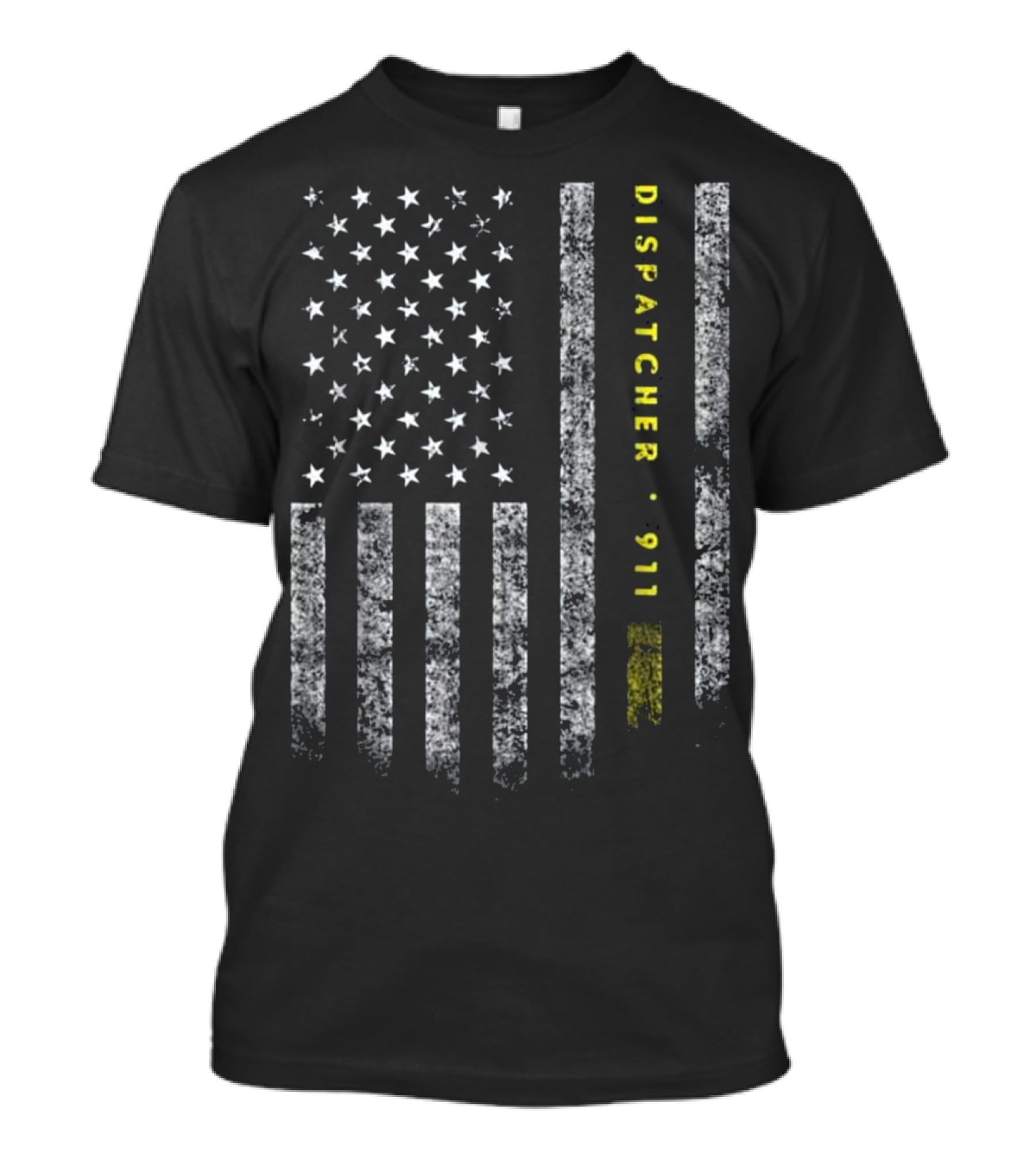 American Flag Dispatcher 911 Gold Line T-Shirt