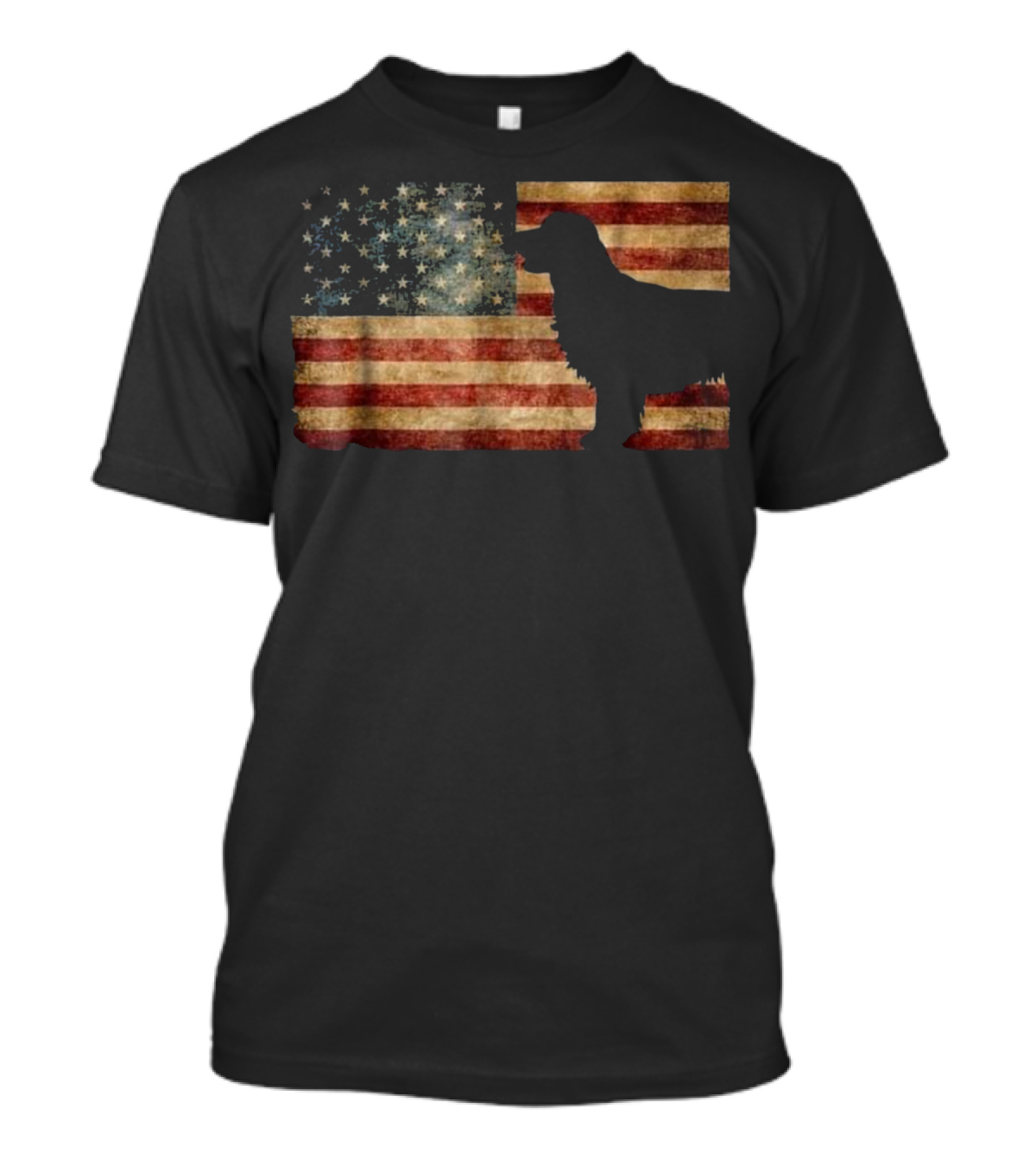 Golden Retriever Silhouette American Flag T-Shirt