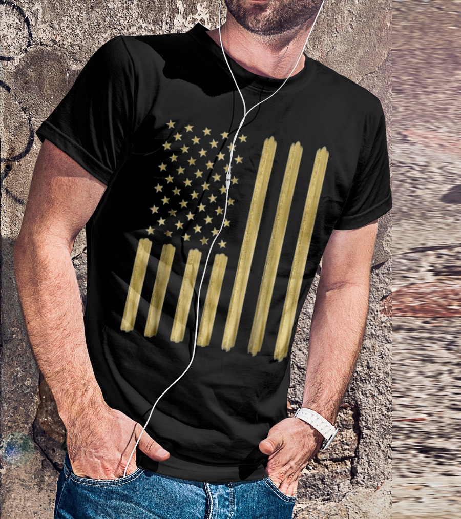 American Flag Faux Gold Paint T-Shirt