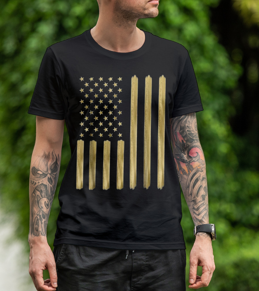 American Flag Faux Gold Paint T-Shirt
