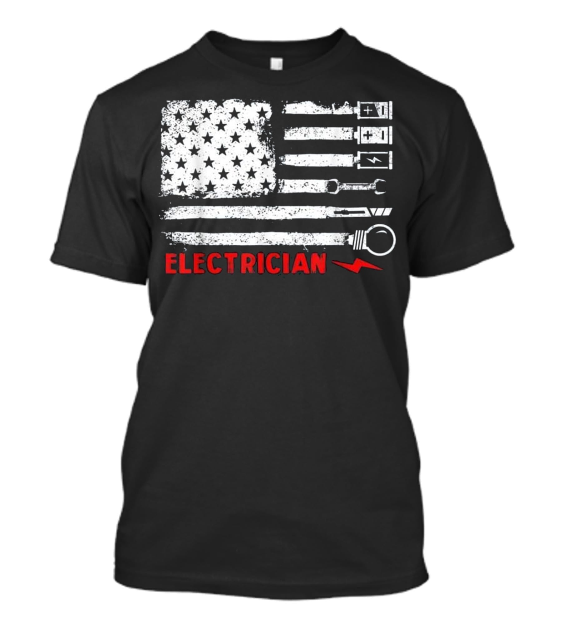 American Flag Electrician Wrench Bolt Battery Stars Stripe Icons T-Shirt
