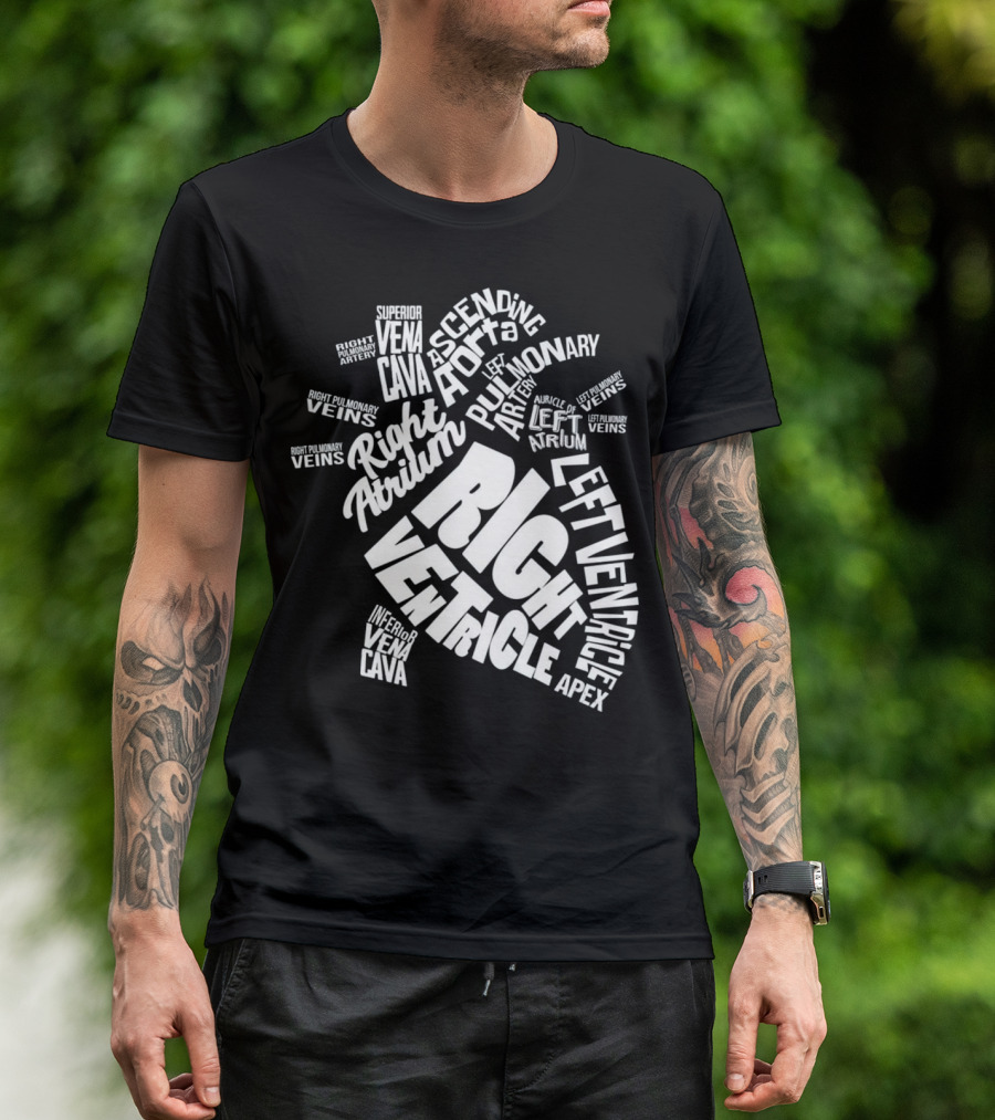 Anatomical Heart Diagram Cardiac Nurse Right Ventricle Atrium Pulmonary Aorta T-Shirt