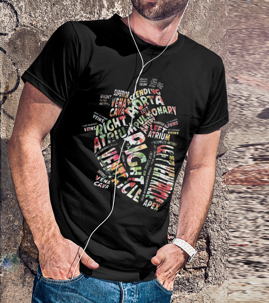 Anatomical Heart Right Ventricle Atrium Aorta Cardiac Nurse T-Shirt