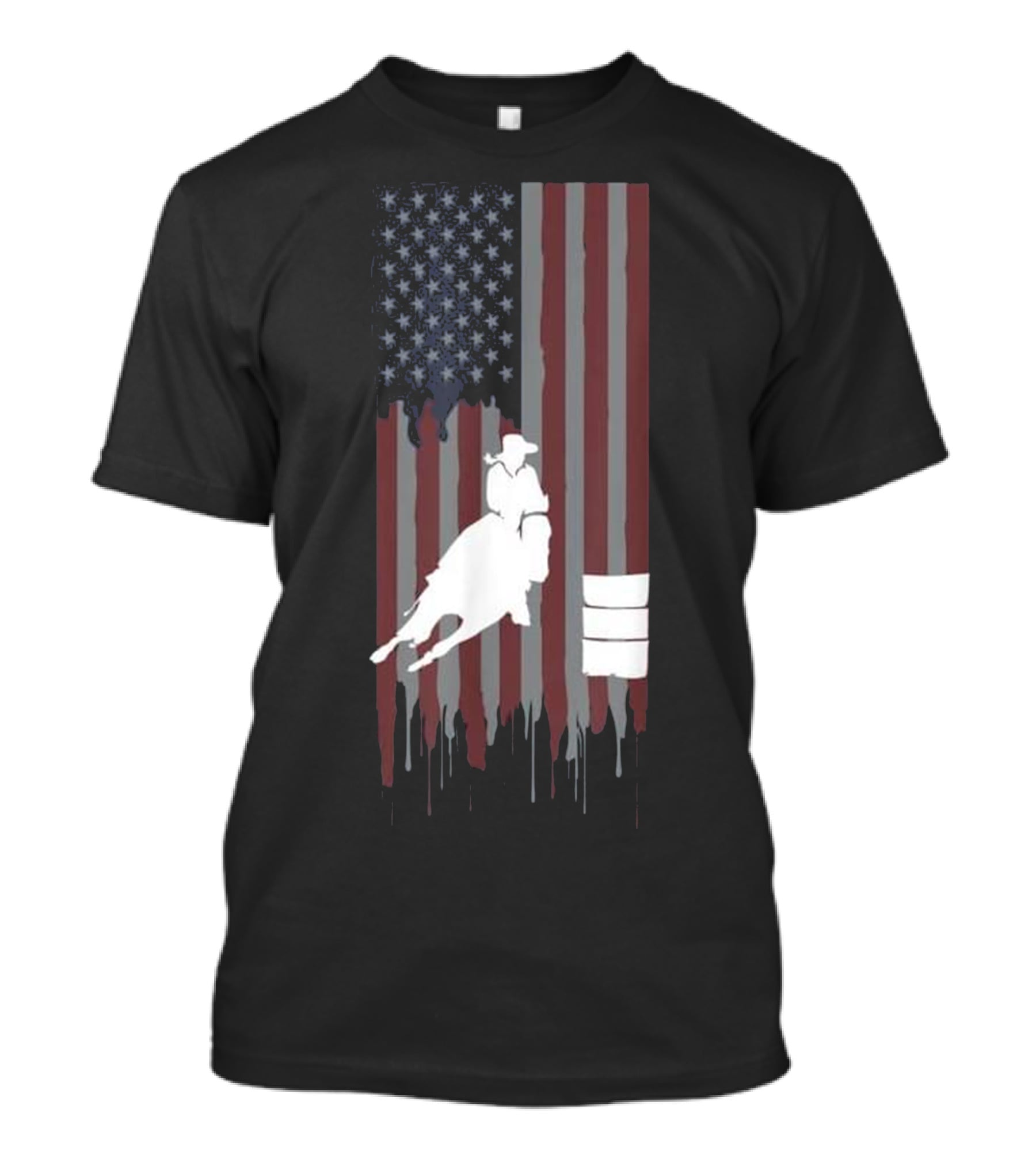 Barrel Racing Horse Lovers American Flag T-Shirt