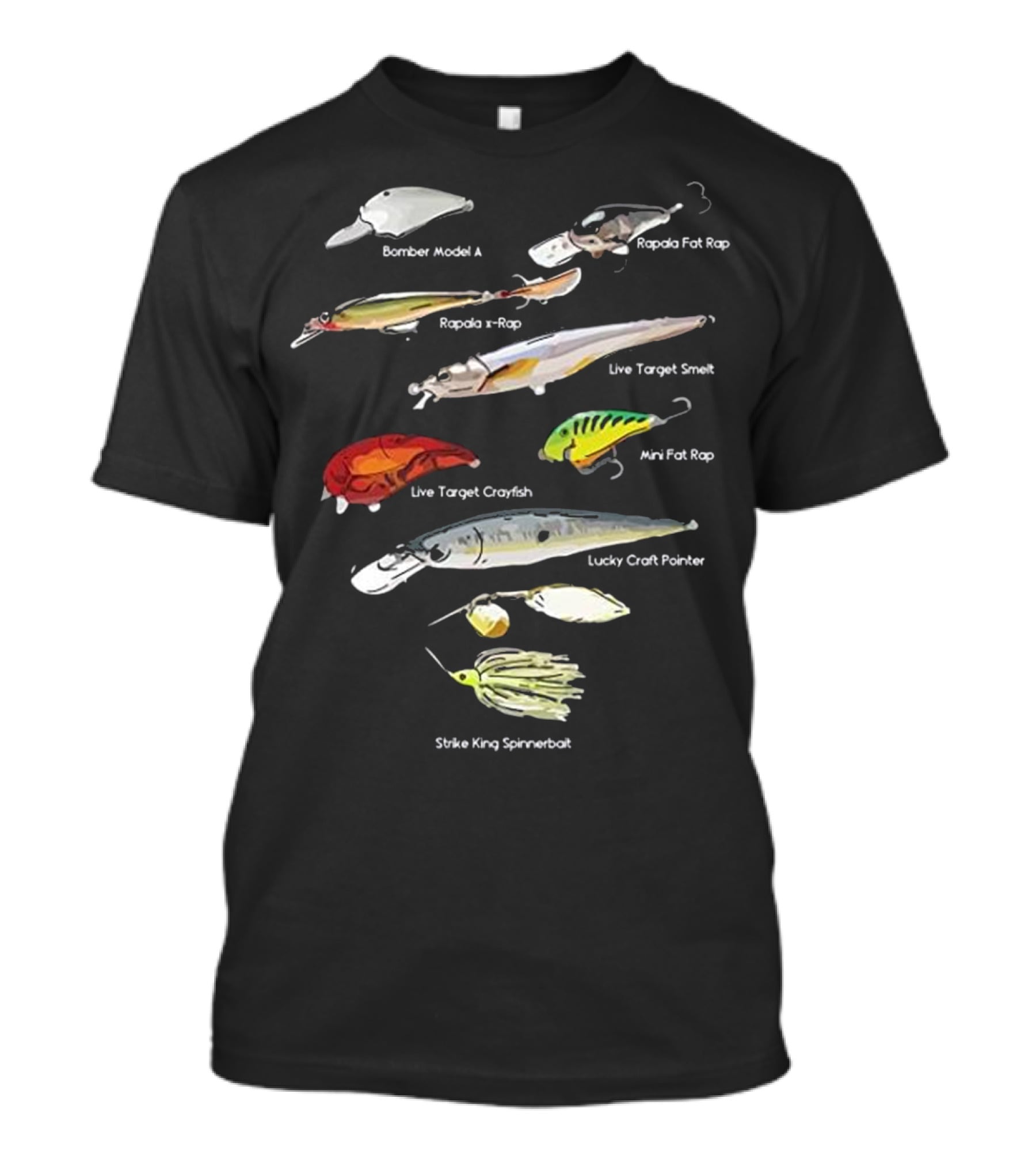 Bass Fish Lures Baits Bomber Rapala Live Target Lucky Craft Strike King T-Shirt