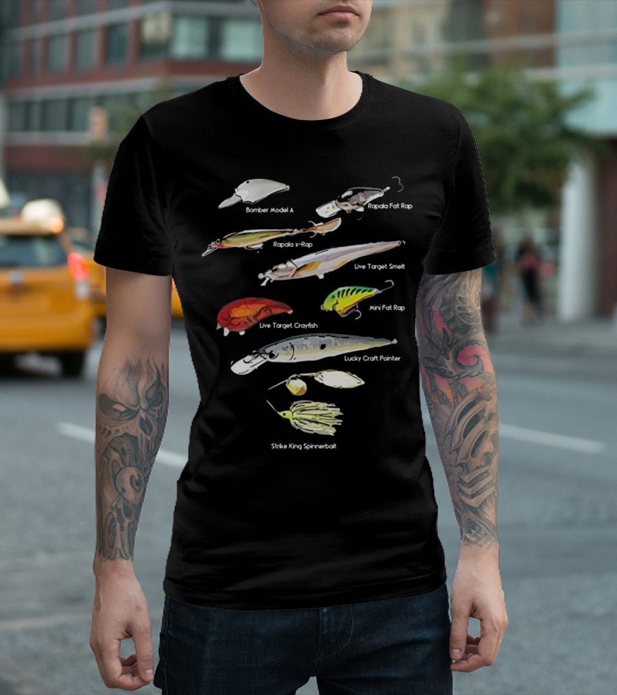 Bass Fish Lures Baits Bomber Rapala Live Target Lucky Craft Strike King T-Shirt