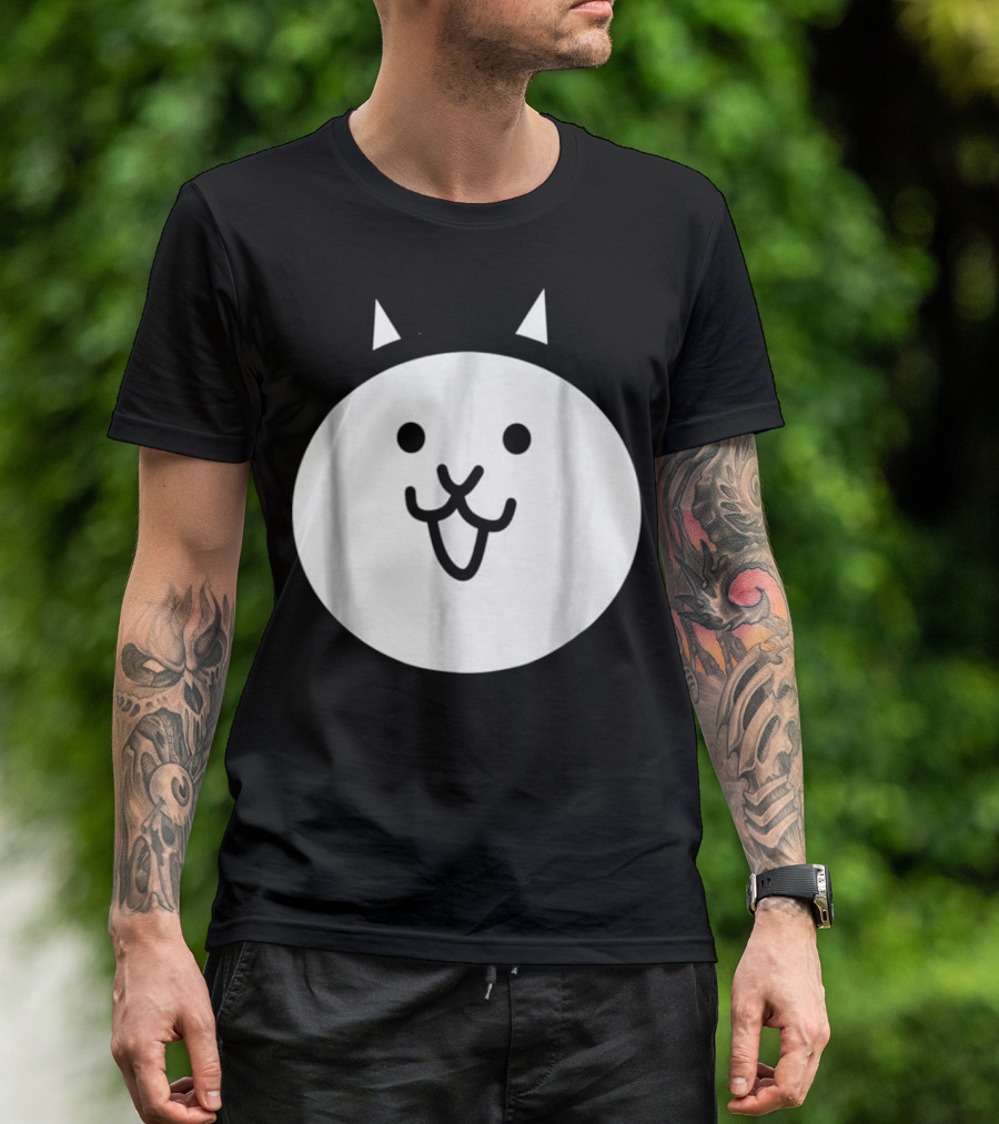 Battle Cat Meme Face Icon Cute Minimalist Circle T-Shirt
