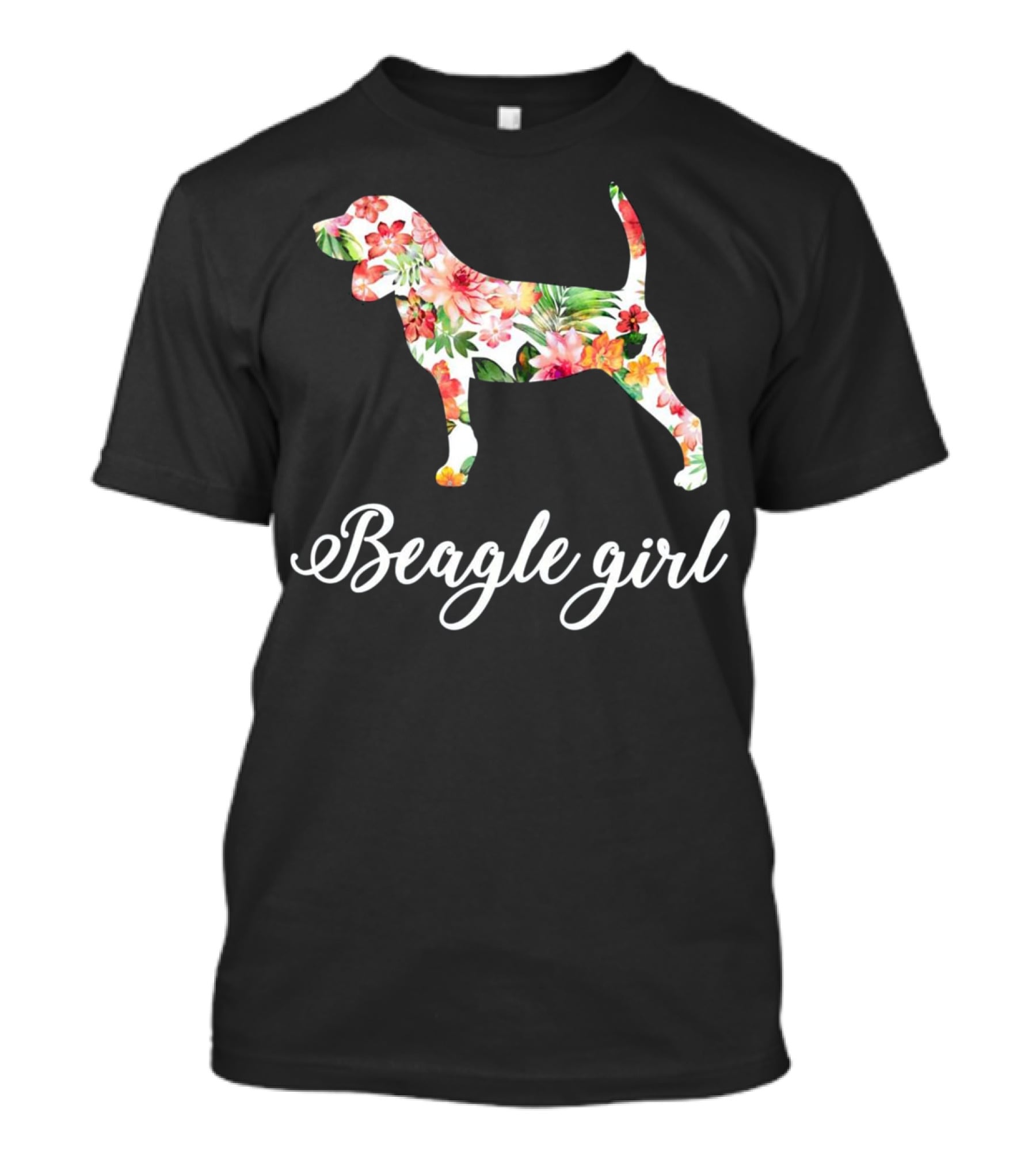 Beagle Girl Floral Pattern Beagle Lovers T-Shirt
