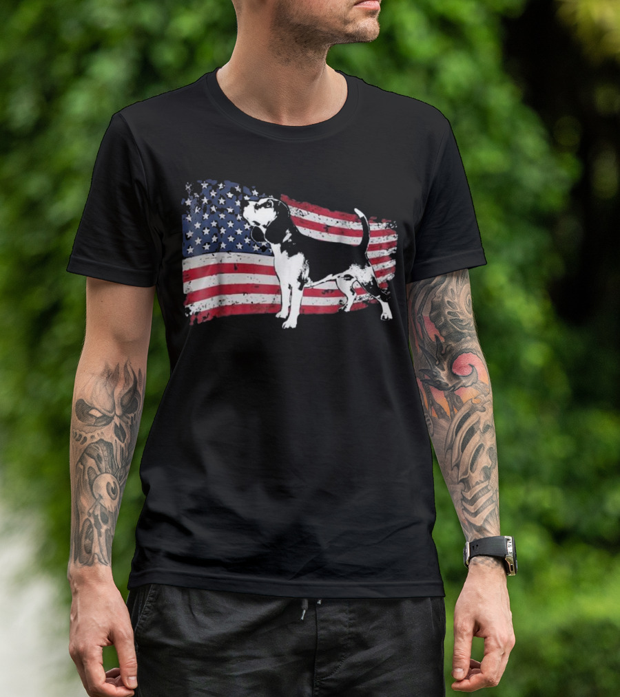 Beagle Dog American Flag Fun T-Shirt