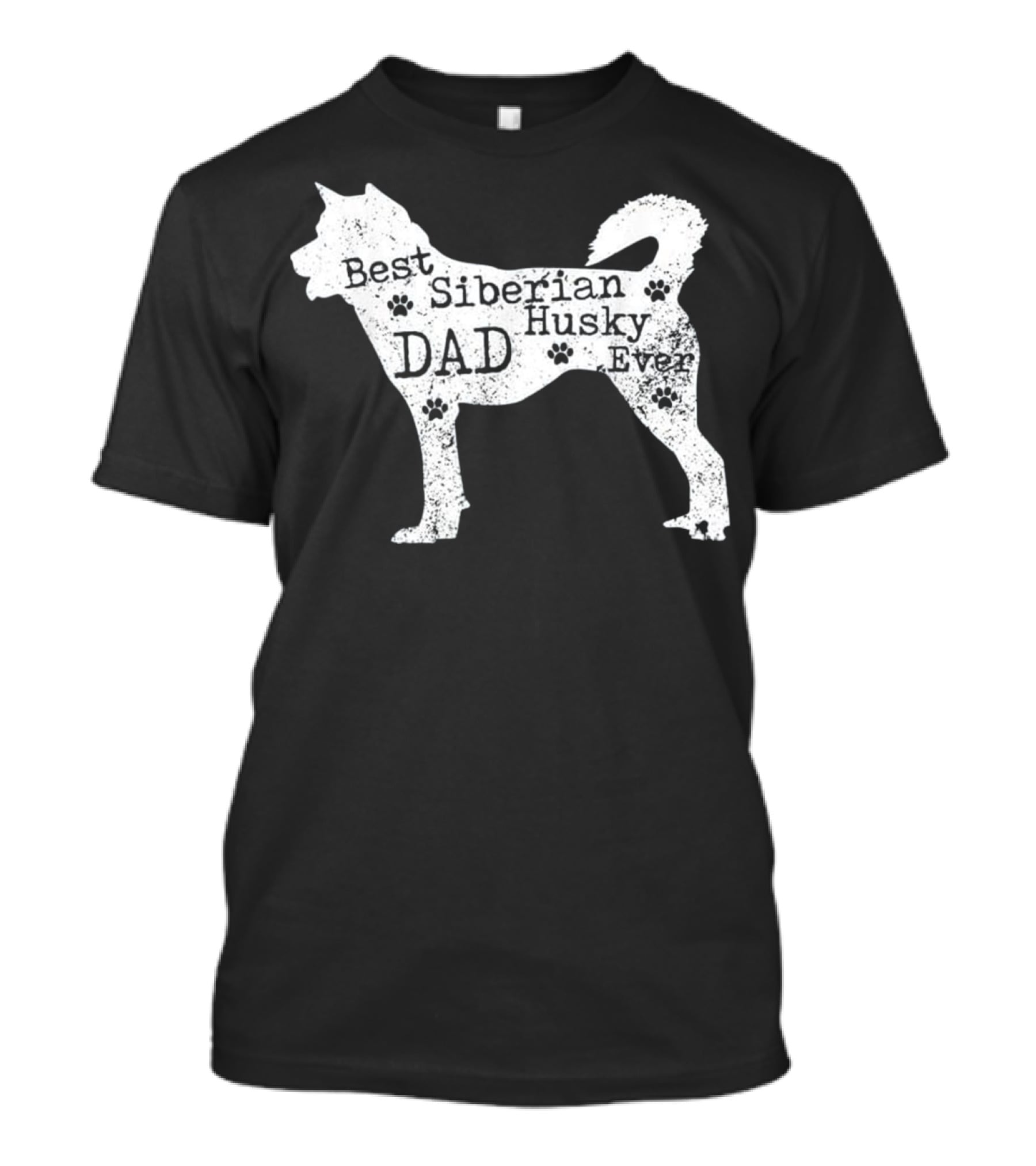 Best Siberian Husky Dog Dad Ever With Paw Prints T-Shirt