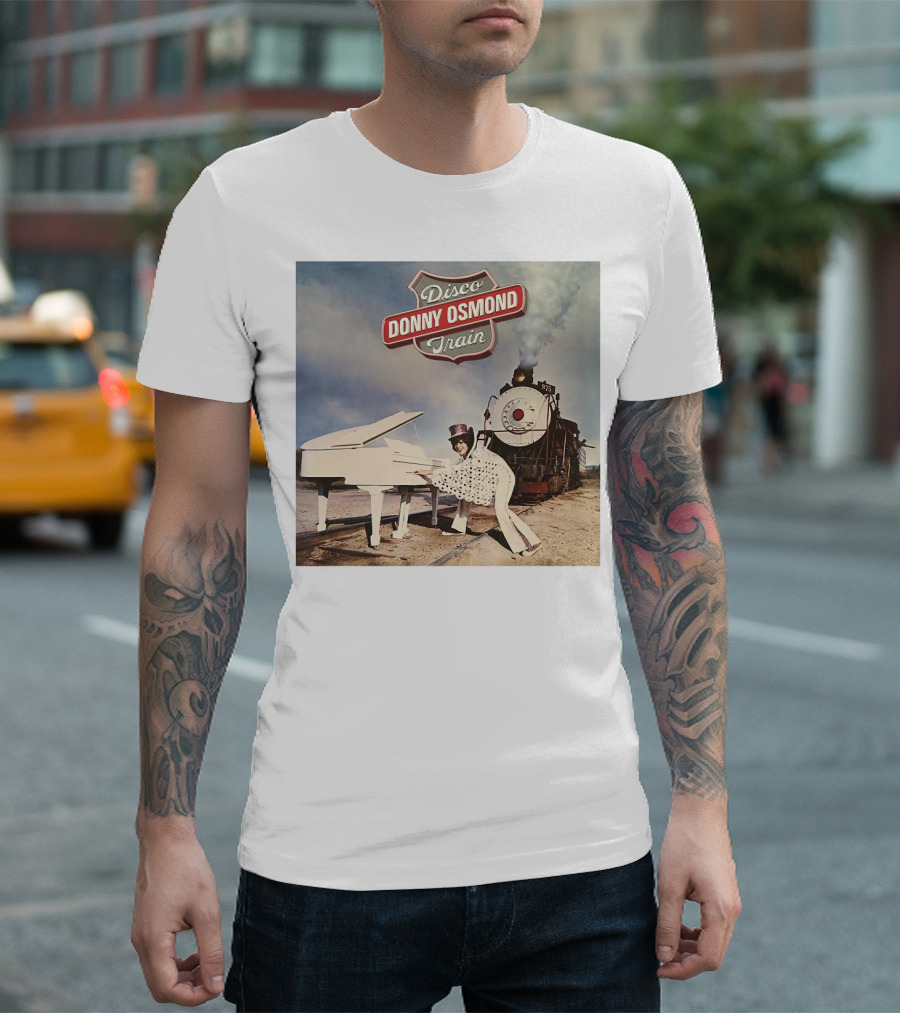 Donny Osmond Disco Train Piano and Steam Engine Scene T-Shirt