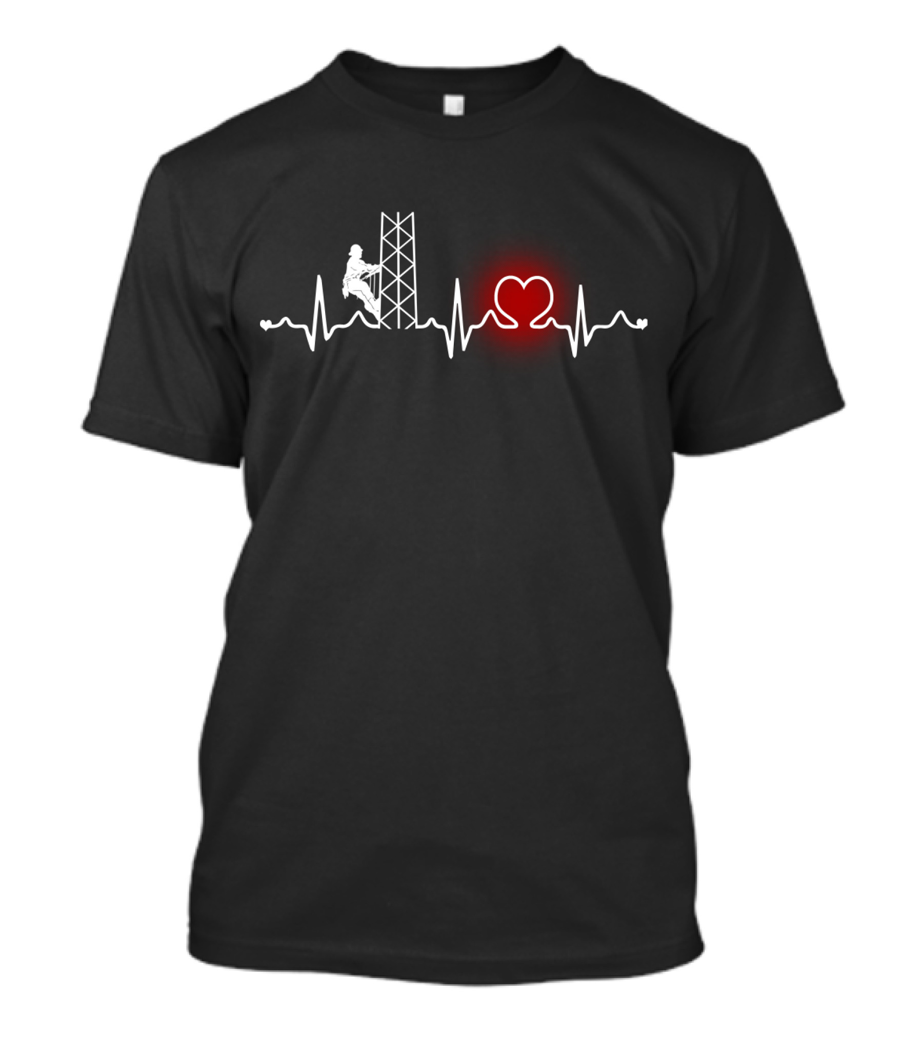 Heartbeat Tower Climber Heartbeat Line With Climber And Heart T-Shirt