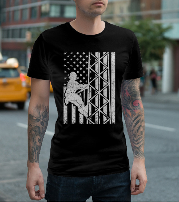 American Flag Tower Climbing T-Shirt
