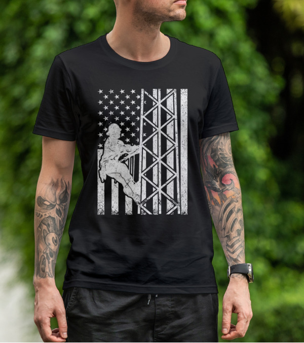 American Flag Tower Climbing T-Shirt