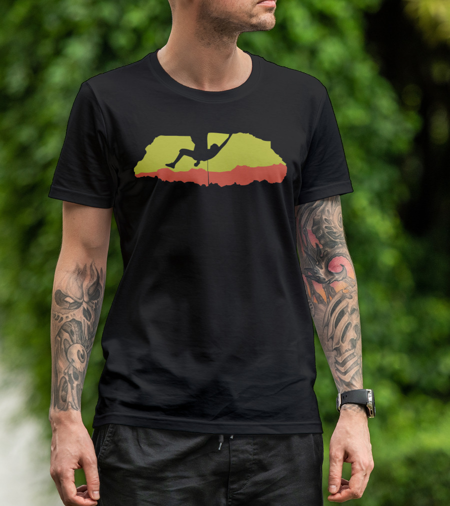 Climbing Rocks Wall Climb Silhouette Adventure Indoor Outdoor T-Shirt