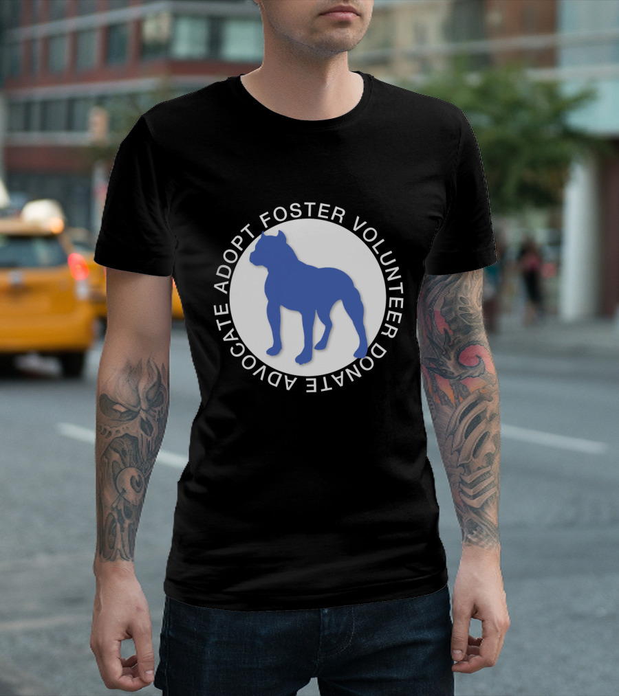 ADOPT FOSTER VOLUNTEER DONATE ADVOCATE BLUE PITBULL SILHOUETTE CIRCLE T-Shirt