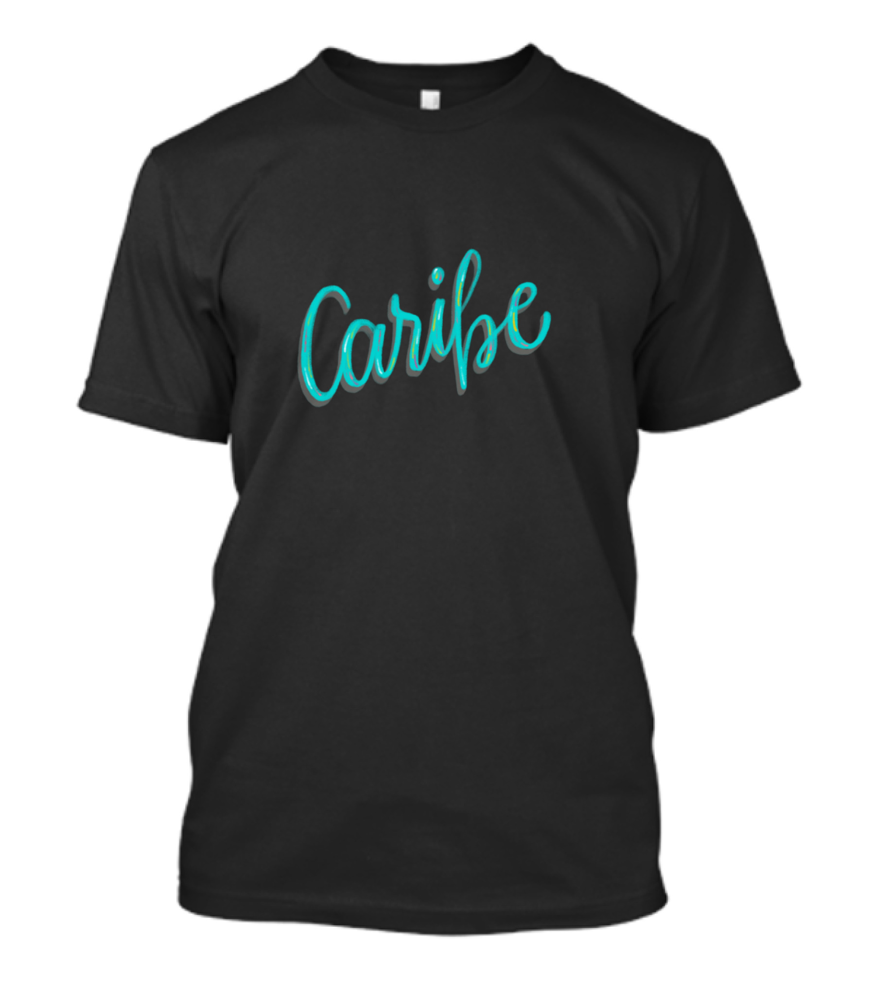 Caribe Word Art In Vibrant Neon Style Lettering T-Shirt