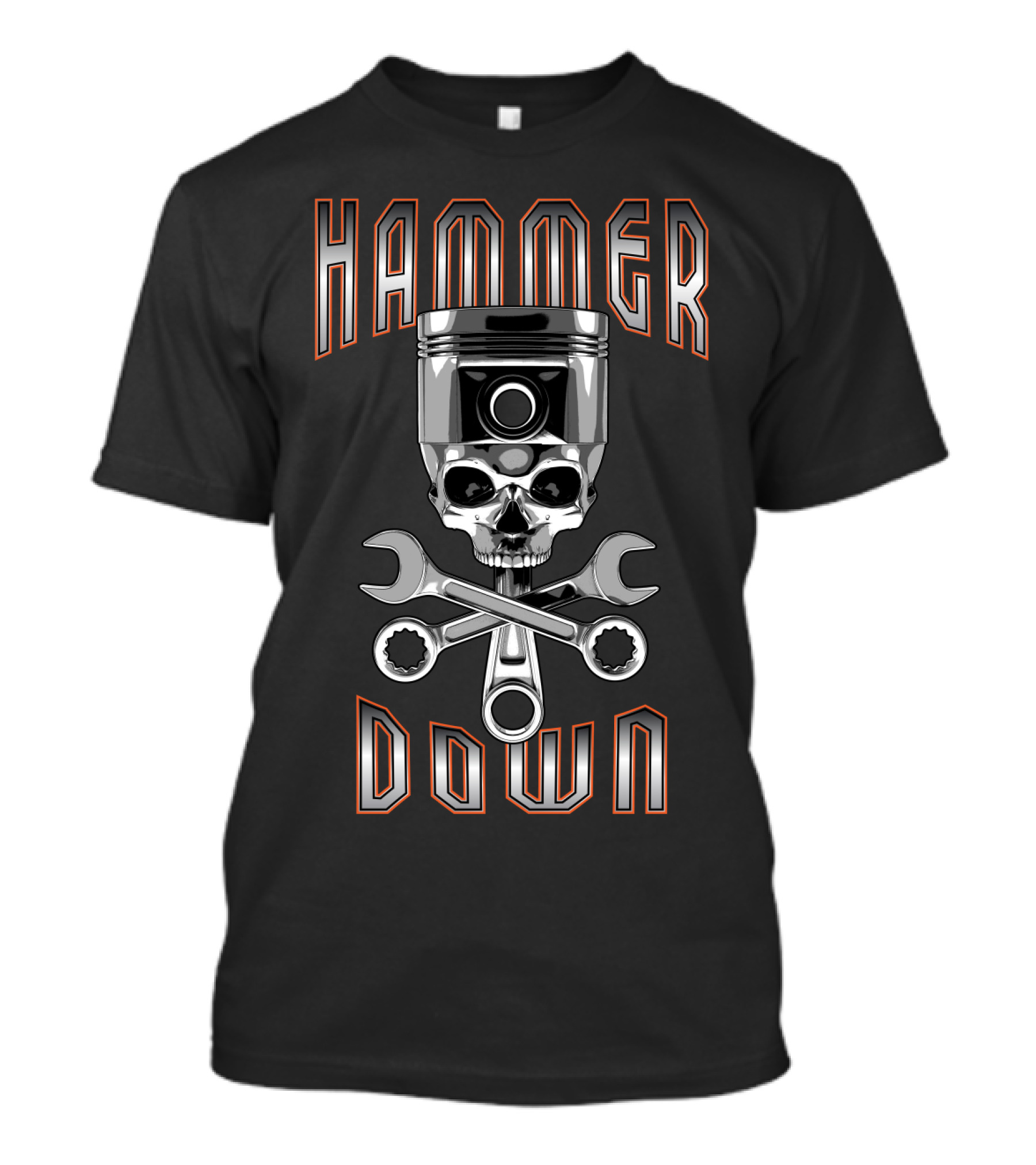 Hammer Down Skull With Pistons And Wrenches T-Shirt