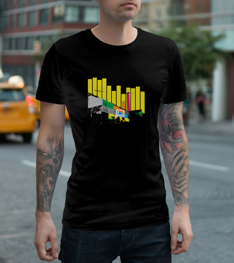 La Central Colorful Architecture with Yellow Vertical Bars and Urban T-Shirt