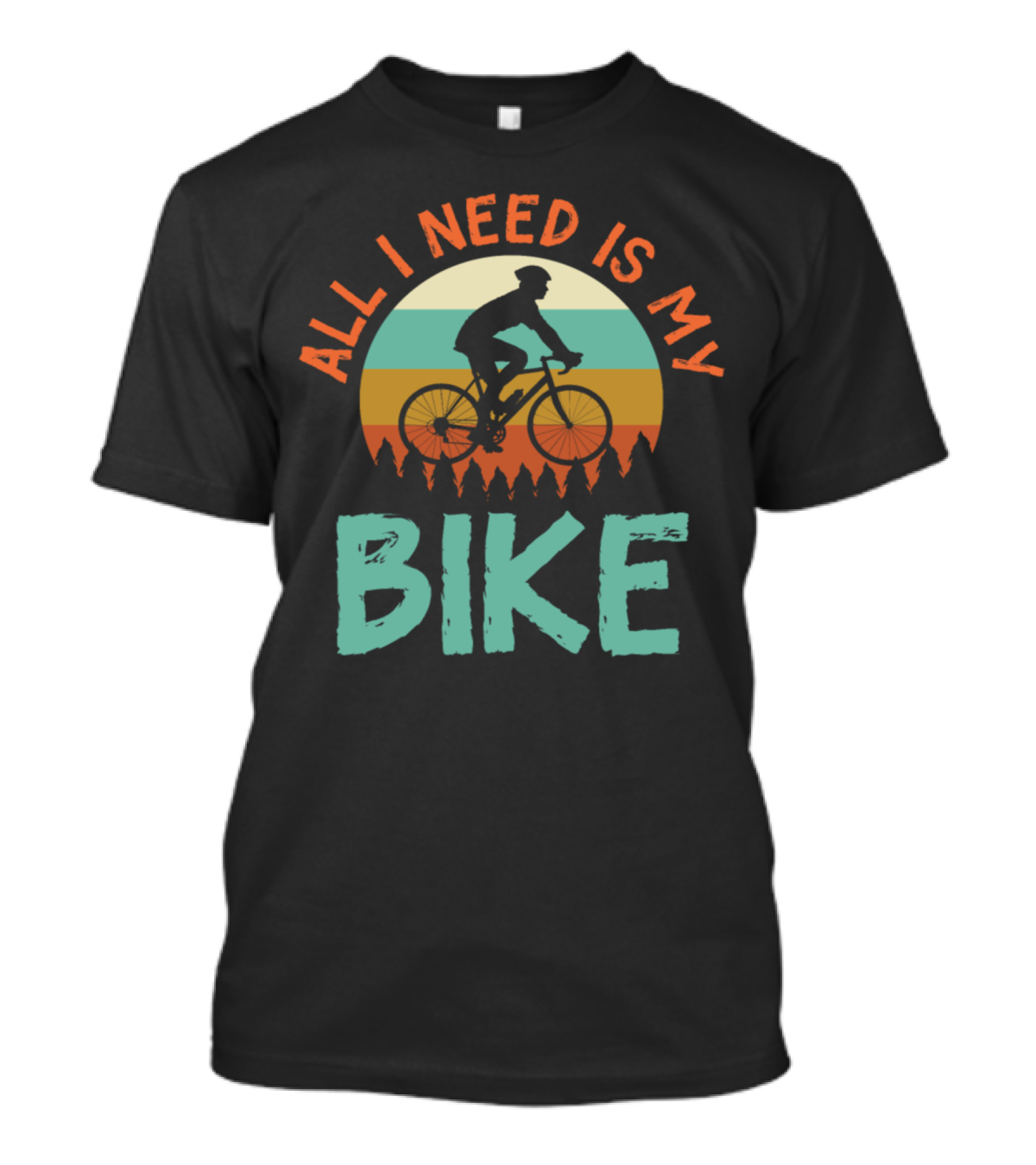 All I Need Is My Bike Retro Sunset Cycling T-Shirt